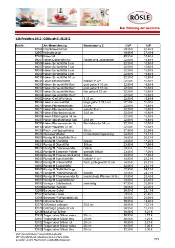 RÖSLE b2b Preisliste ab 01.05.2012
