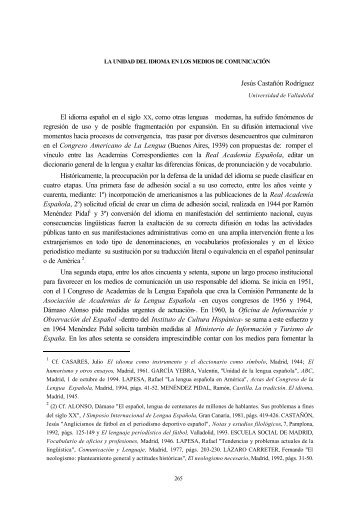 Jesús Castañón Rodríguez El idioma español en el siglo XX, como ...