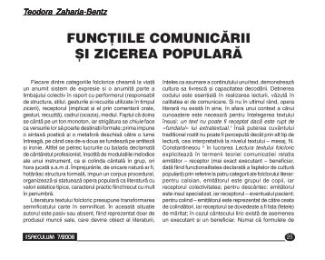 Functiile comunicarii si zicerea populara - Pro Saeculum