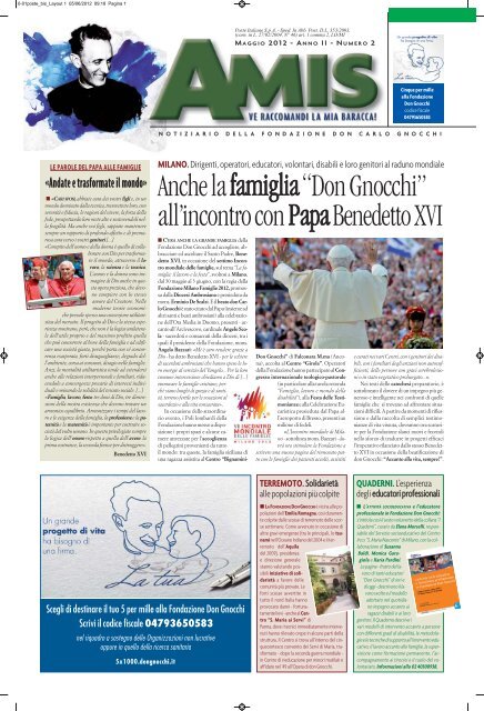 Anche la famiglia“Don Gnocchi” all'incontro con PapaBenedetto XVI
