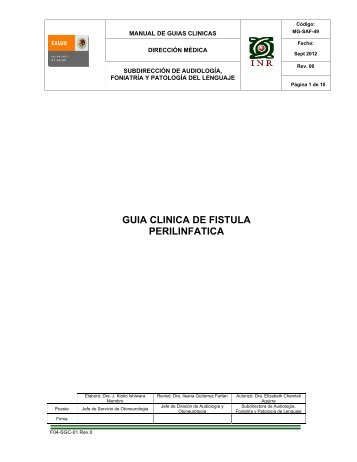 GUIA CLINICA DE FISTULA PERILINFATICA - Inicio - Instituto ...