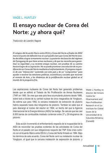 El ensayo nuclear de Corea del Norte: ¿y ahora qué? - Fuhem