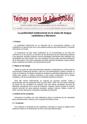 La publicidad institucional en la clase de lengua castellana ... - CCOO