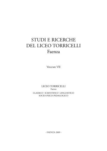 Studi e ricerche del Liceo Torricelli: VII volume, 2009. In rete tutto il ...
