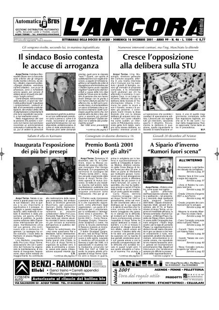 Il sindaco Bosio contesta le accuse di arroganza - L'ANCORA edicola