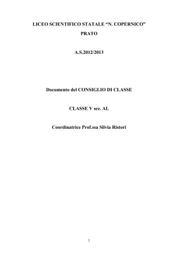 PRATO AS2012/2013 Documento del CONSIGLIO DI ... - N. Copernico