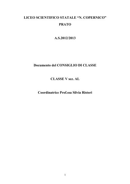 PRATO AS2012/2013 Documento del CONSIGLIO DI ... - N. Copernico