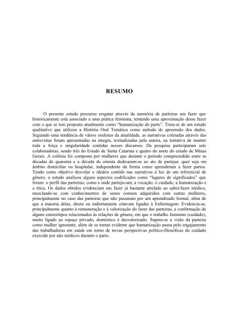 memórias de parteiras - Repositório Institucional da UFSC