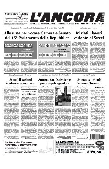 Iniziati i lavori variante di Strevi Alle urne per votare Camera e ...