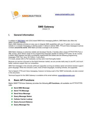 SMS Messaging Gateway PDF - SMS Matrix