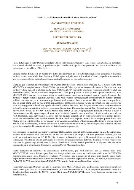 Benedictus Deus - Littera decretalis - Documenta Catholica Omnia