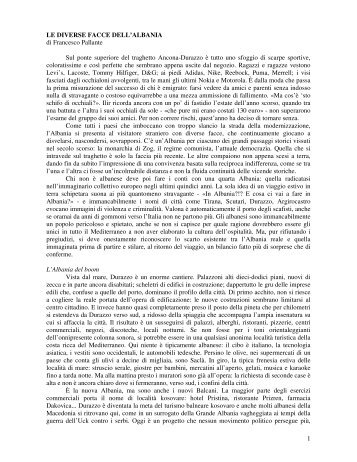 LE DIVERSE FACCE DELL'ALBANIA di Francesco Pallante - Nuvole