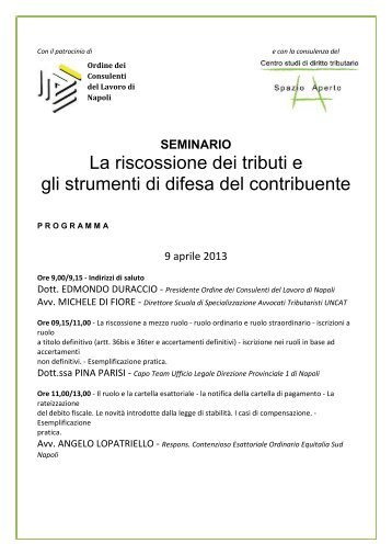 Seminario su ”La Riscossione dei Tributi e gli strumenti - Ordine dei ...