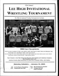 32nd Annual LEE HIGH INVITATIONAL WRESTLING TOURNAMENT