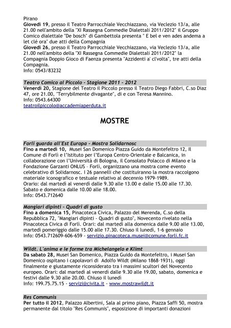 Gli appuntamenti del mese a Forlì - InformaGiovani Forlì