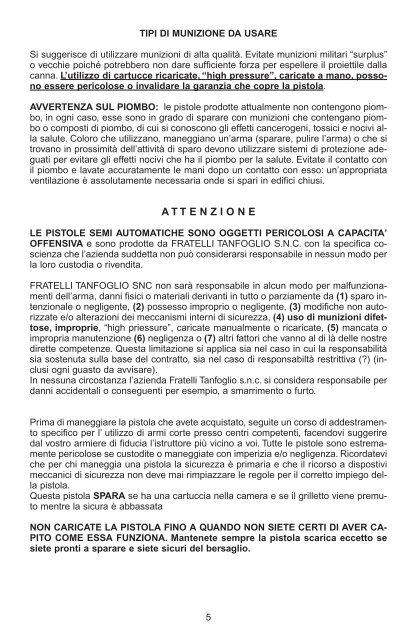 manuale d'istruzione - Tanfoglio