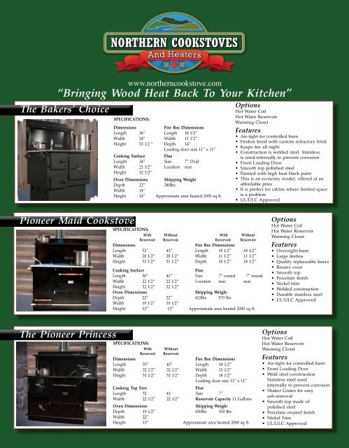 suppertime stoves brochure - Wood Burning, Airtight Cook Stoves ...