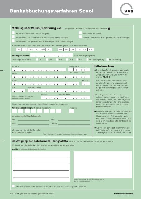 Verlust Schülerverbundpass