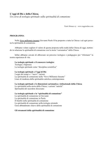 L'oggi di Dio e della Chiesa. Un corso di teologia spirituale ... - Raggi