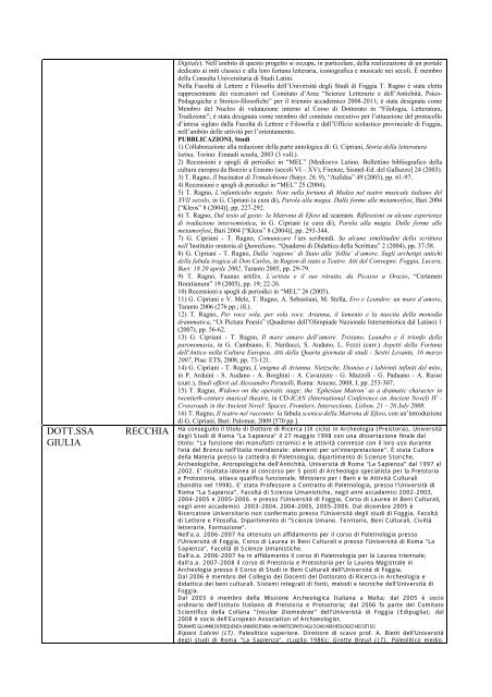 Curriculum docenti - Università degli Studi di Foggia