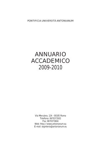 2009-2010 - Pontificia Università Antonianum