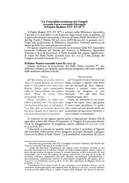 Bodmer per sito web ita - Biblioteca Apostolica Vaticana