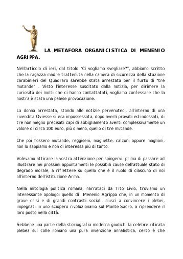 la metafora organicistica di menenio agrippa. - La Bacheca Di ...