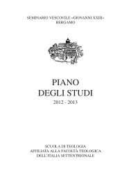 PIANO DEGLI STUDI - Seminario di Bergamo