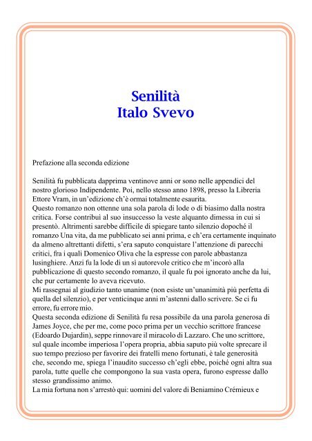 Senilità di Italo Svevo