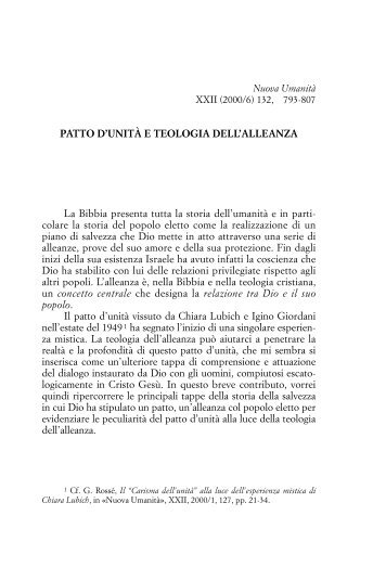 132, 793-807 PATTO D'UNITÀ E TEOLOGIA DELL'ALLEANZA La ...