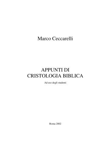 Marco Ceccarelli APPUNTI DI CRISTOLOGIA BIBLICA