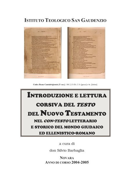 INTRODUZIONE E LETTURA CORSIVA DEL ... - Pastuninovara.It