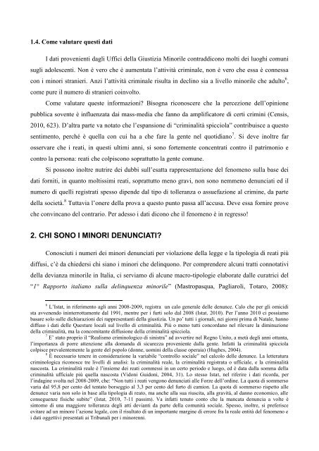 1. LA DEVIANZA GIOVANILE IN ITALIA NEGLI ULTIMI 20 ANNI