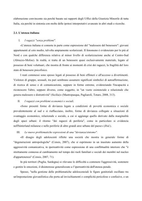 1. LA DEVIANZA GIOVANILE IN ITALIA NEGLI ULTIMI 20 ANNI