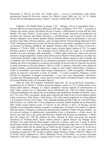 Recensione a: Maura Iacopini, Pio Panfili pittore e incisore ...