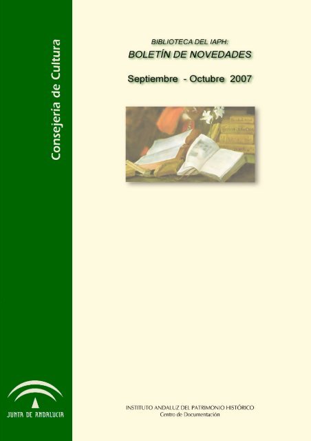 BIBLIOTECA DEL IAPH: Novedades 1 septiembre – 31 ... - Inicio