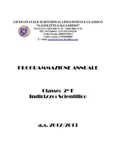 2 F Liceo Scientifico Licei Di Bra