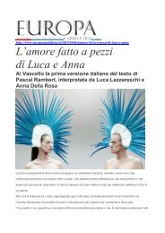 L'amore fatto a pezzi di Luca e Anna - Teatro Vascello