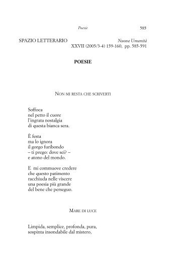 Poesie, in «Nuova Umanità», XXVII (2005/3-4) - salotto di andrea ...