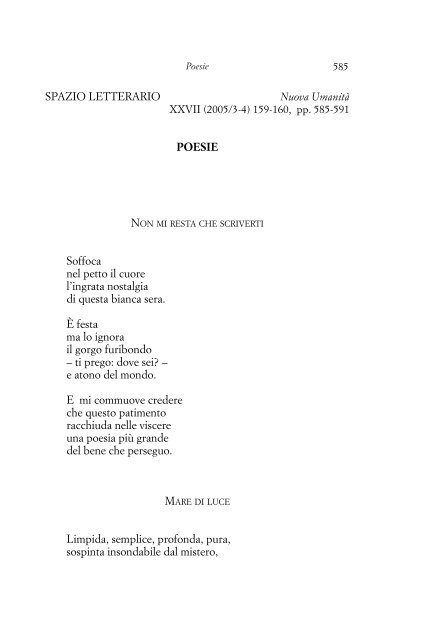 Poesie, in «Nuova Umanità», XXVII (2005/3-4) - salotto di andrea ...