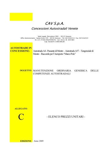 ELENCO PREZZI UNITARI - CAV S.p.A.