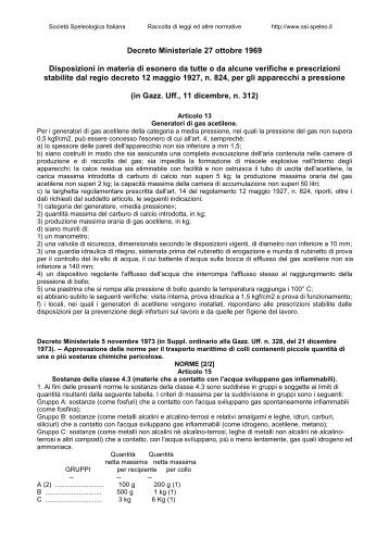 Decreto Ministeriale 27 ottobre 1969 - Società Speleologica Italiana ...