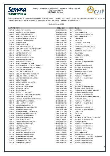 1 O SERVIÇO MUNICIPAL DE SANEAMENTO AMBIENTAL ... - Caip