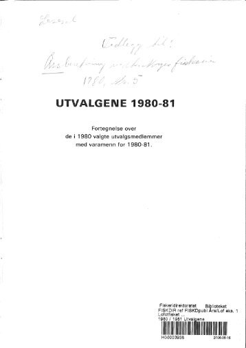 Utvalgene Lofotfisket 1980-81