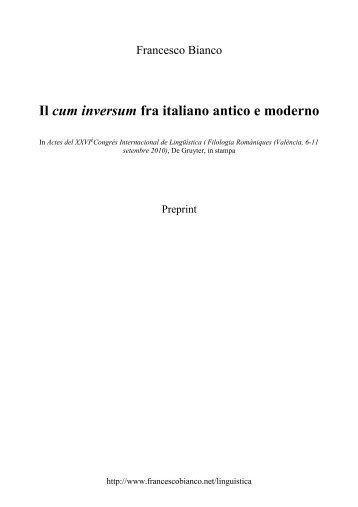 Il cum inversum fra italiano antico e moderno - Francesco Bianco