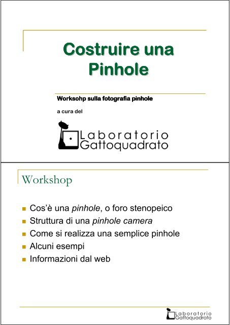 Costruire una Pinhole