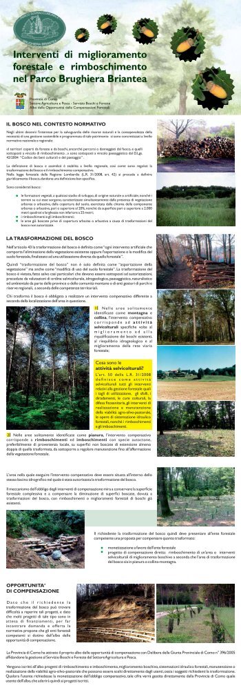 Brochure sul miglioramento forestale - Parco Brughiera Briantea