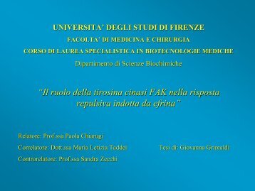 Il ruolo della tirosina cinasi FAK nella risposta - Medicina e Chirurgia