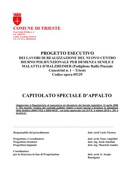 Capitolato Speciale d'Appalto - Rete Civica di Trieste