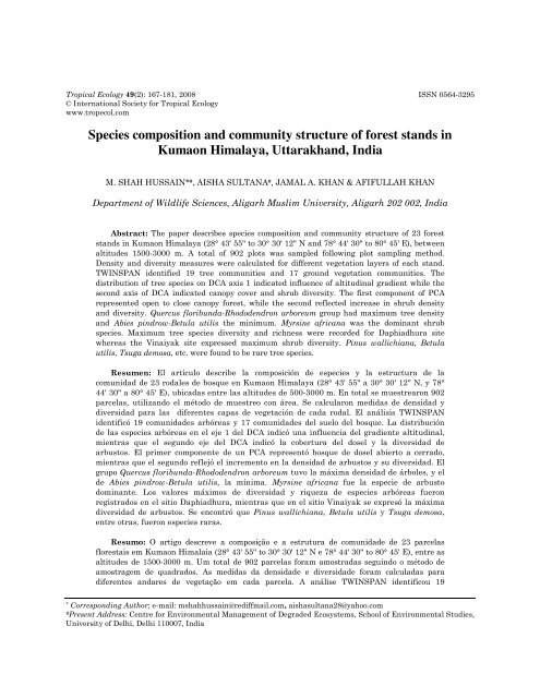 Species composition and community structure of forest stands in ...